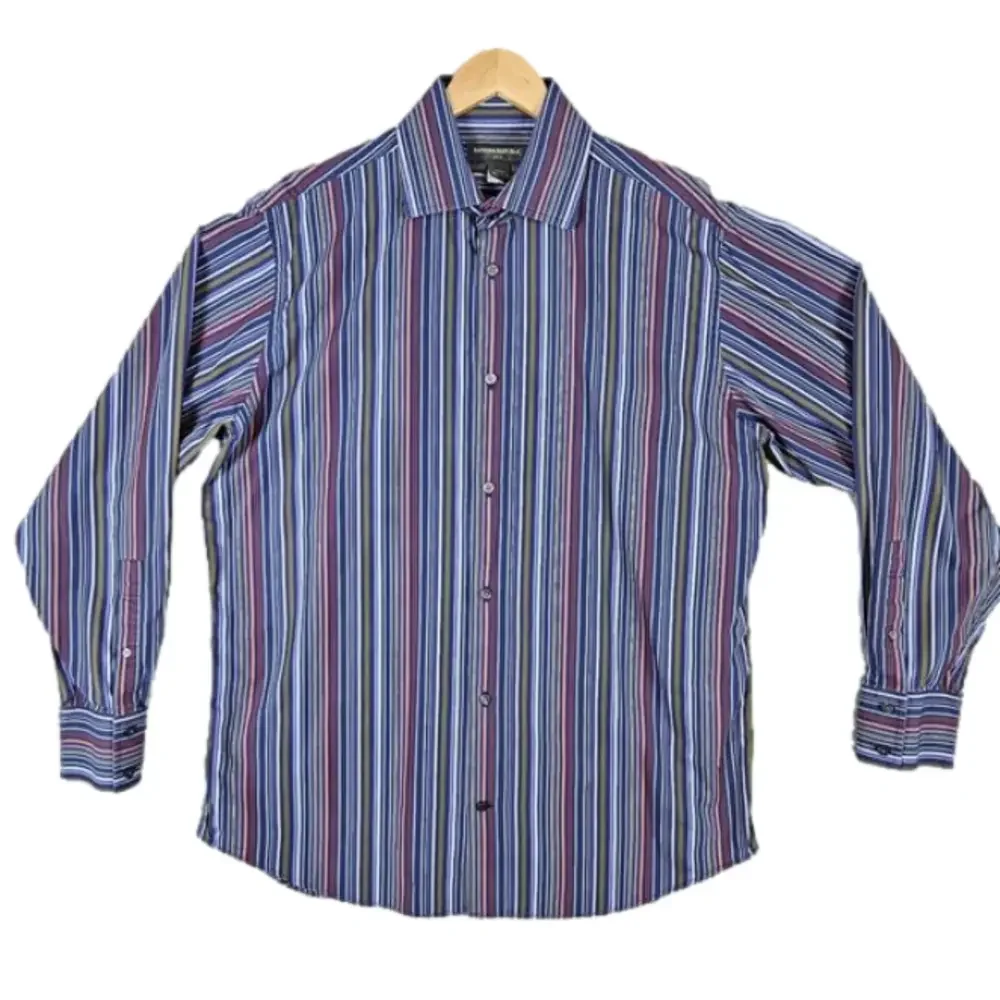 Banana Republic Men's Long Sleeve Button Up Vertical Stripes 100% Cotton Size XL